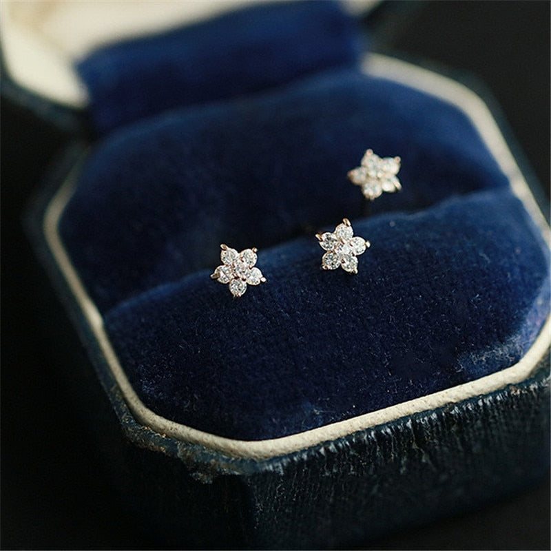 Snow Crystal Pavé Stud Earrings