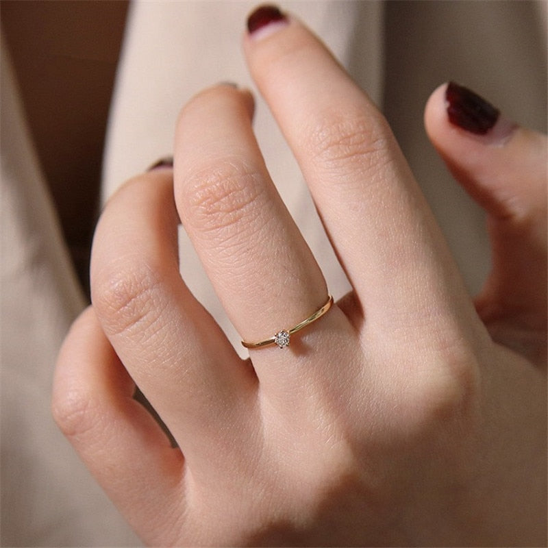 Skinny Solitaire Ring