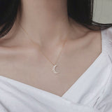 Pavé Crystal Moon Pendant Necklace