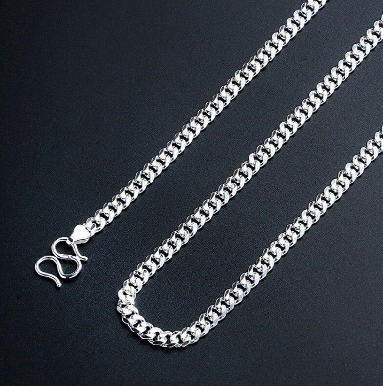 Silver Cuban Chain Link Necklace