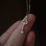 Pavé Crystal Key Pendant Necklace