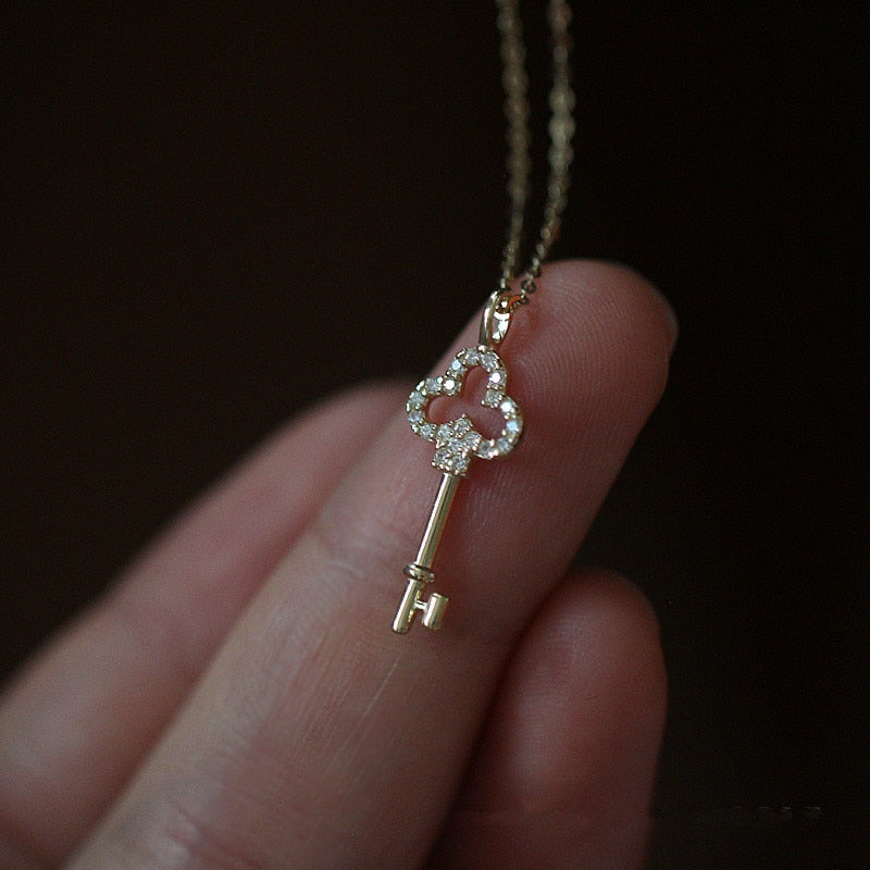 Pavé Crystal Key Pendant Necklace