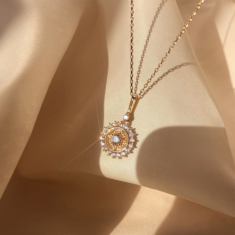 Sun Flower Pendant Necklace