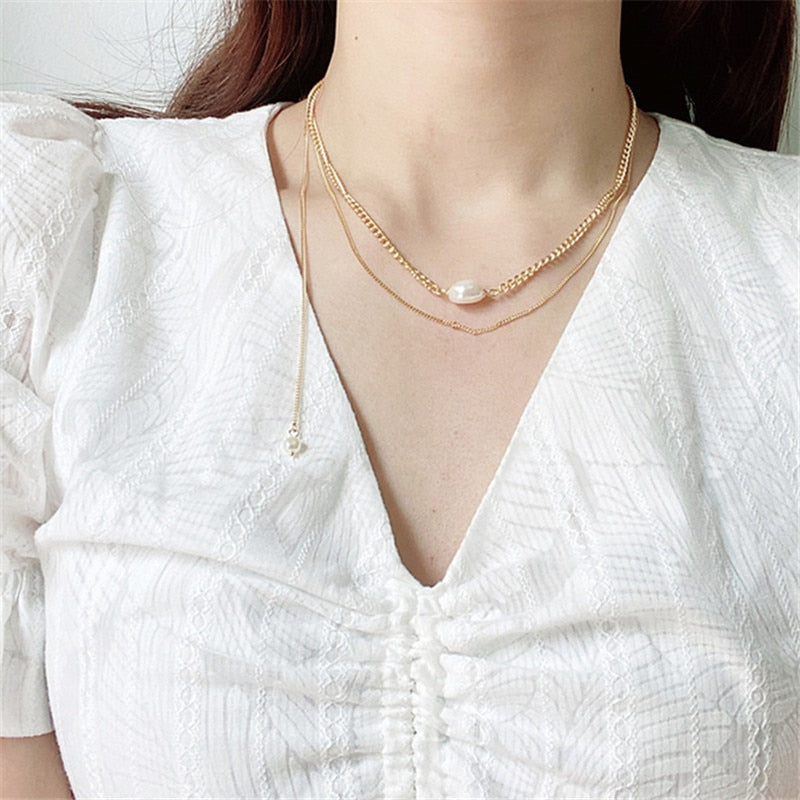 Pearl Centerpiece Layered Necklace