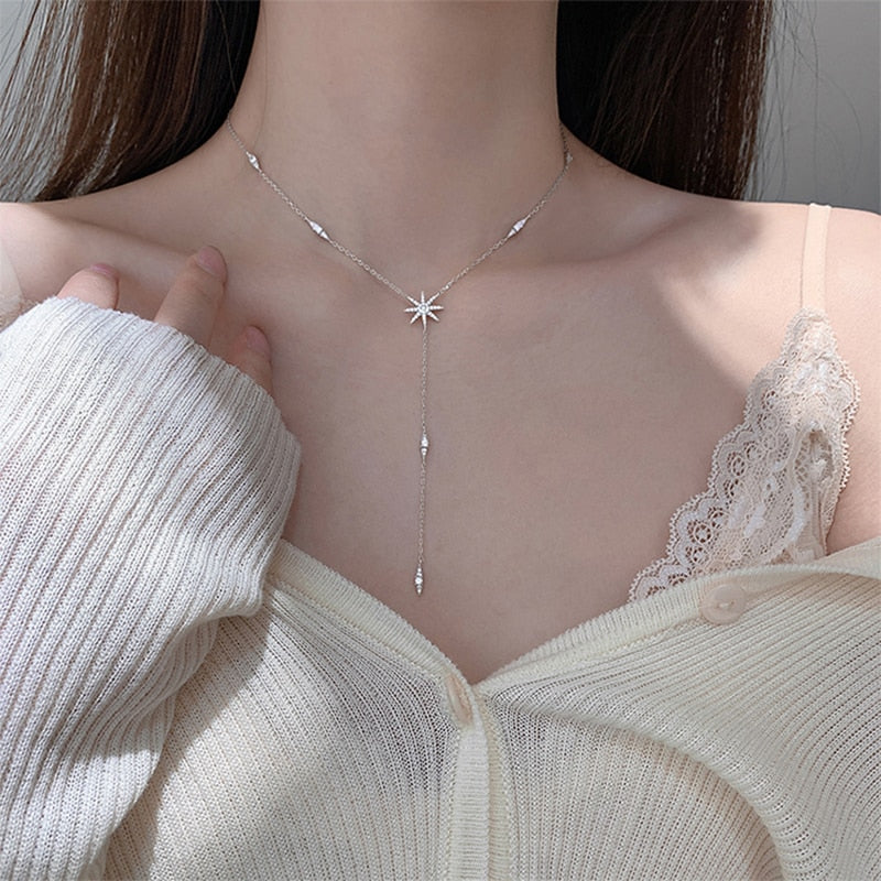 Starburst Pendant Tassel Necklace