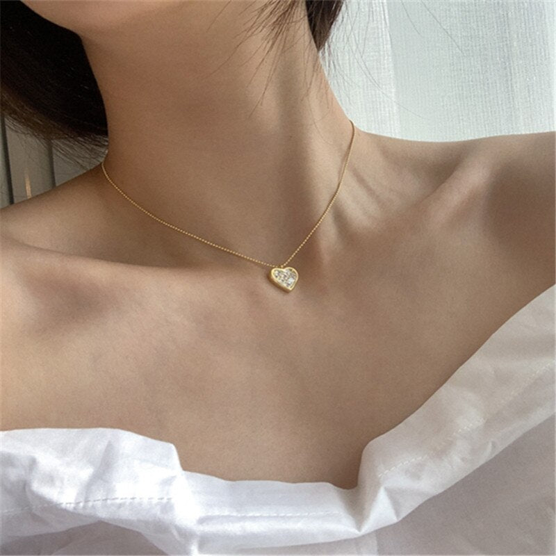 Pavé Crystal Heart Pendant Necklace